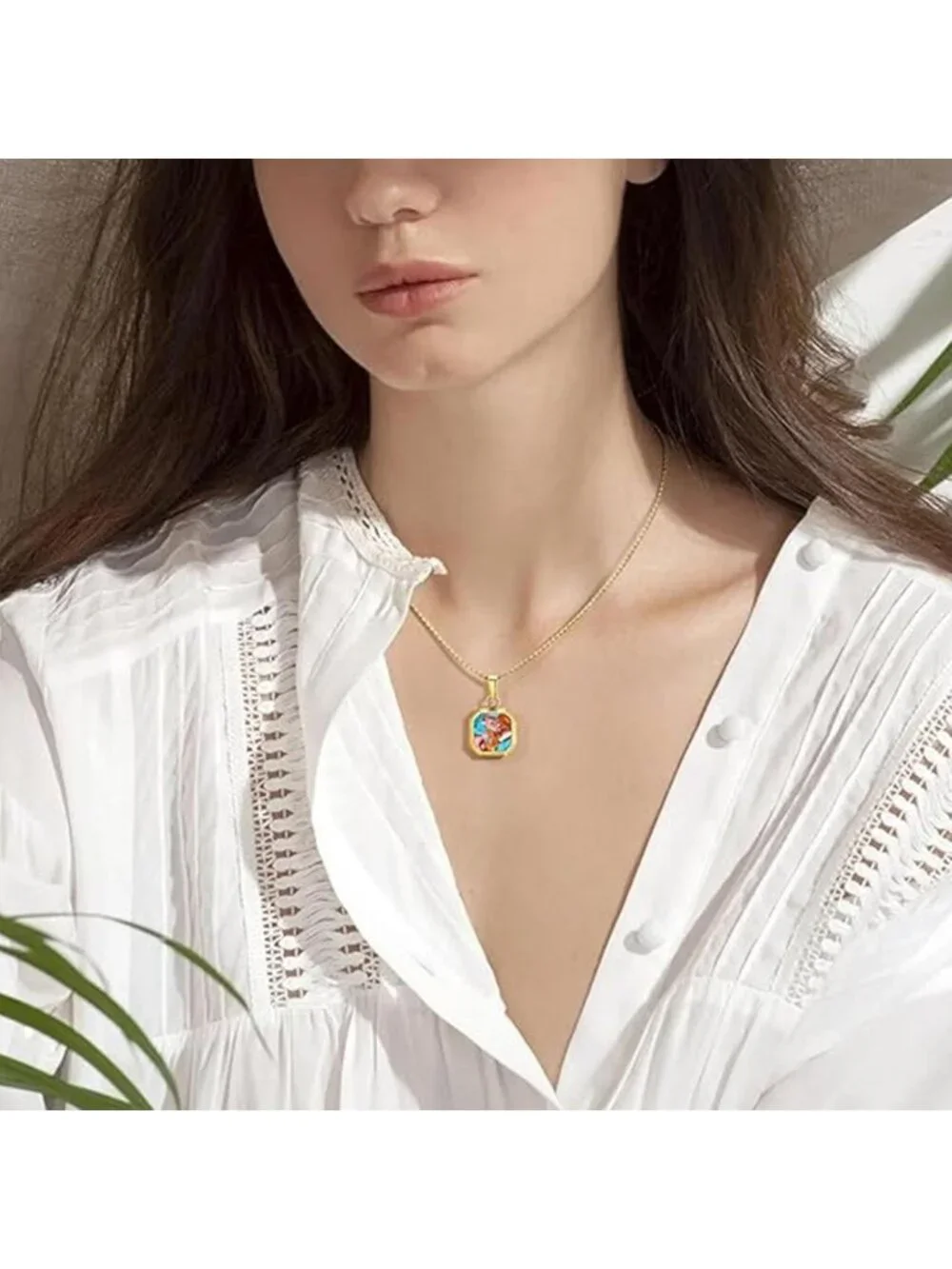 Stunning 14K Gold Plated Pendant Necklace with Black Onyx, Opal & More for Men
